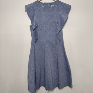 Like New. A Loves A Blue Flutter Sleeve A-Line Dress. Cute Back